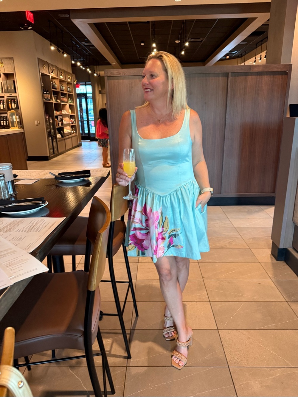 Hutch Aqua Floral Skater Mini Skirt Dress